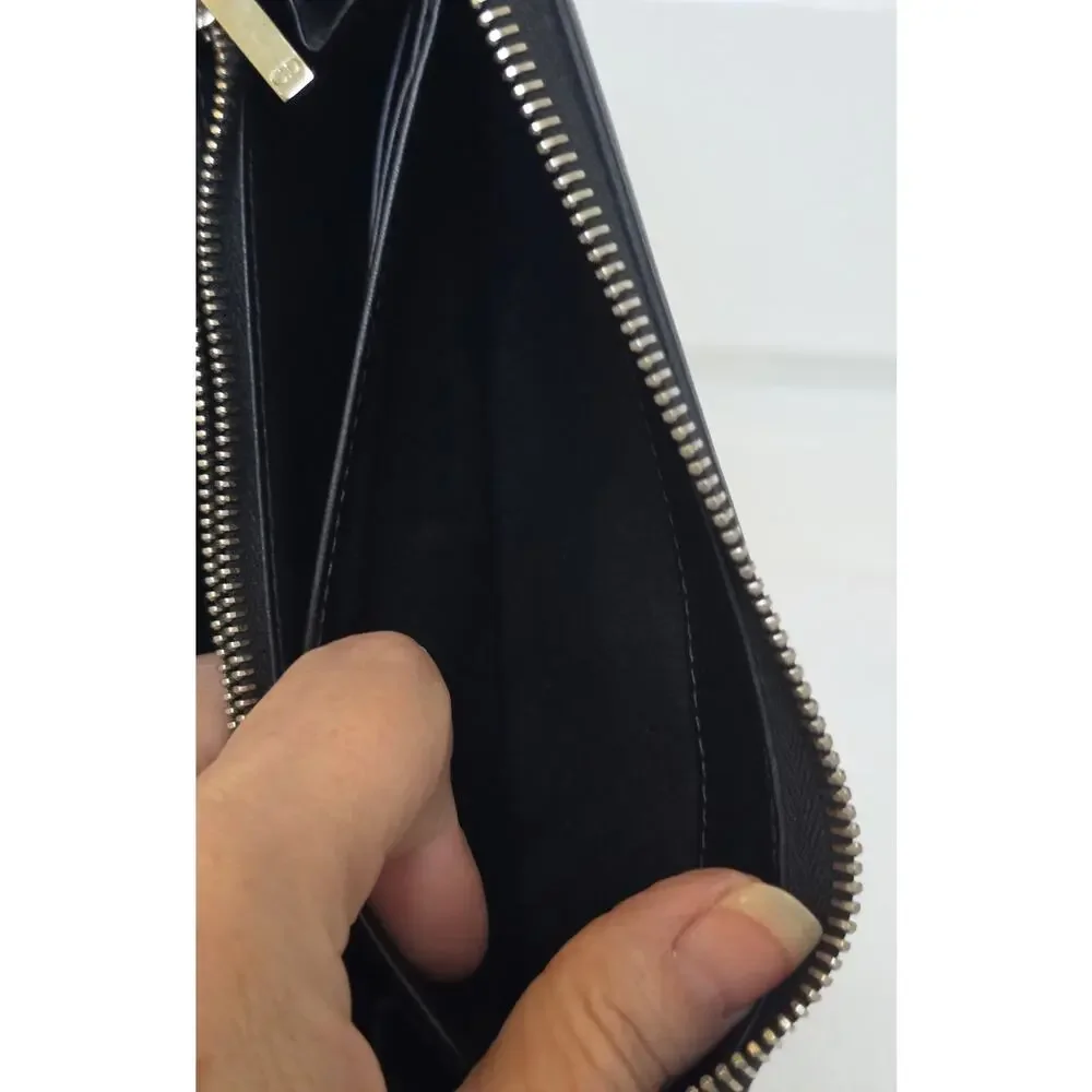 Dior Women’s Black/Yellow/White Bee Zip-Around Wallet, Logo, Card Slots w/COA